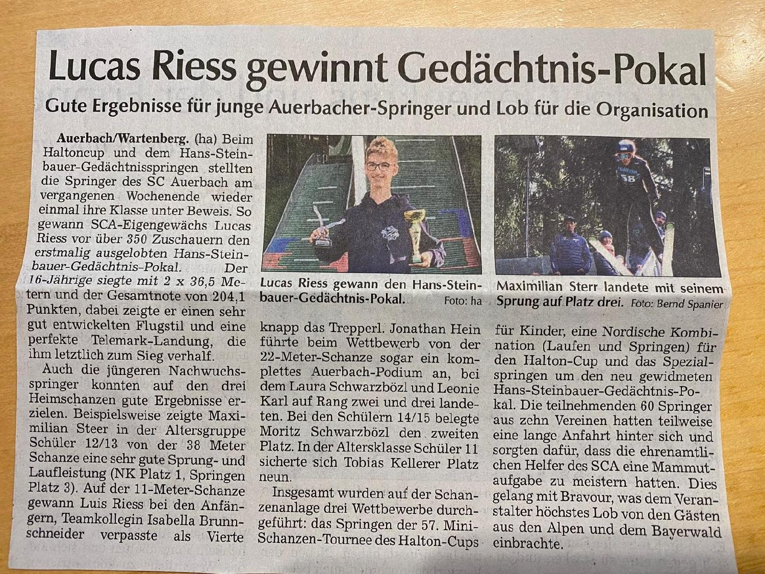 Lukas Ries gewinnt Gedächtnis Pokal in Auerbach